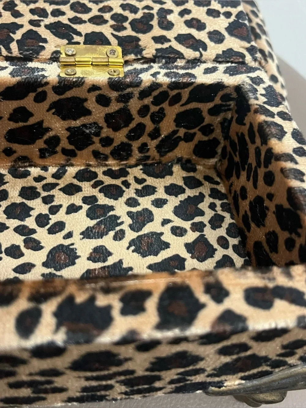 Miniature Chaise Lounge Jewelry Box Leopard Print Velvet Small Couch Trinket Cas